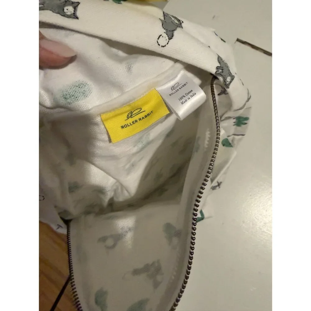 NWT Roller Rabbit Kids Awoo Kobe Cotton Backpack Animal White Mint $50 [jb]